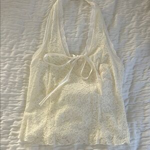 Lace Halter Top - Cream